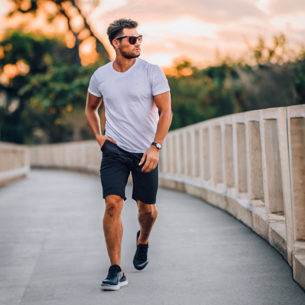 Pantalón corto negro para hombre, moda sofisticada, comodidad garantizada.